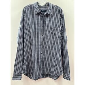 Ermenegildo Zegna Sport Men’s Long Sleeve Blue White Check Button Up Shirt XL